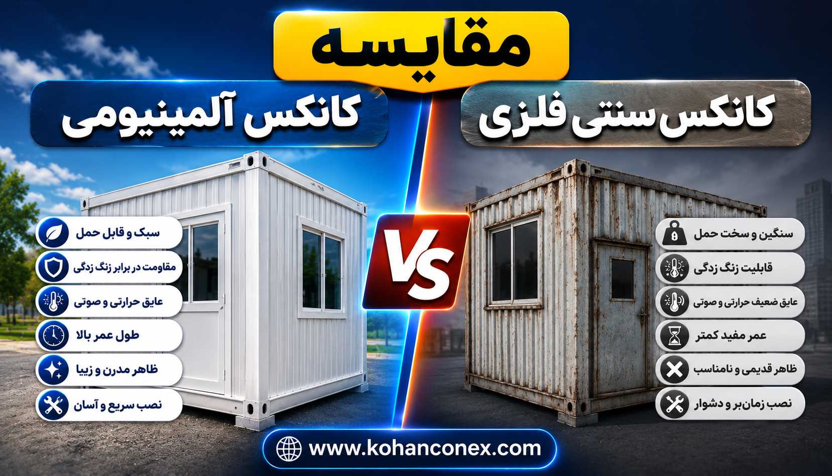 تفاوت کانکس آلمینیومی با فلزی